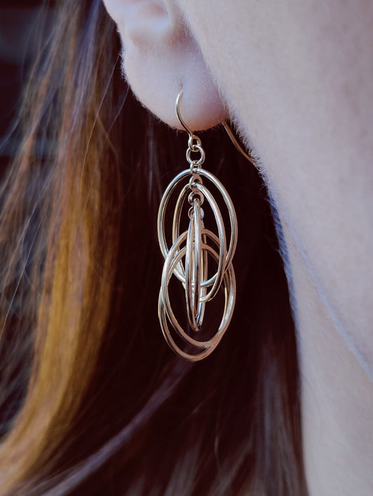 NEW 9ct Sold Yellow Gold Drop Dangling Earrings Fancy Twisted Circles