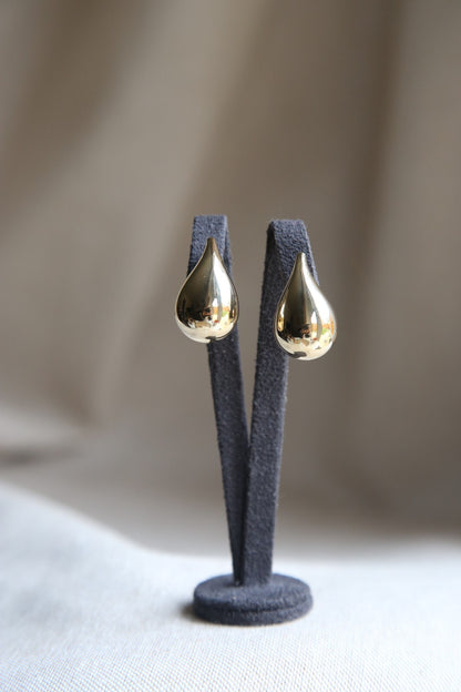 New 9k Yellow Gold Trendy Big Thick Waterdrop Tear Drop Earrings Bottegac 25mm