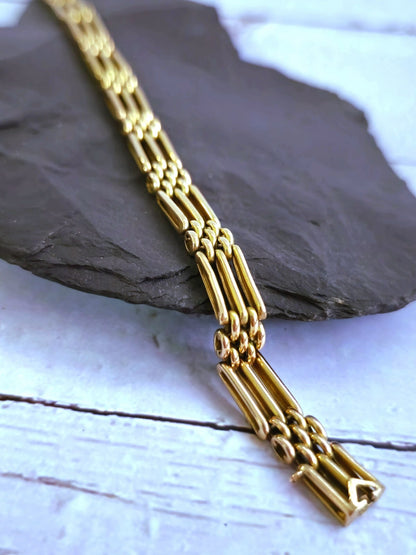 Vintage 15ct Rose/Pink Gold Gate Mesh Bracelet Link 20.8cm 13g Unisex 7.5mm Wide