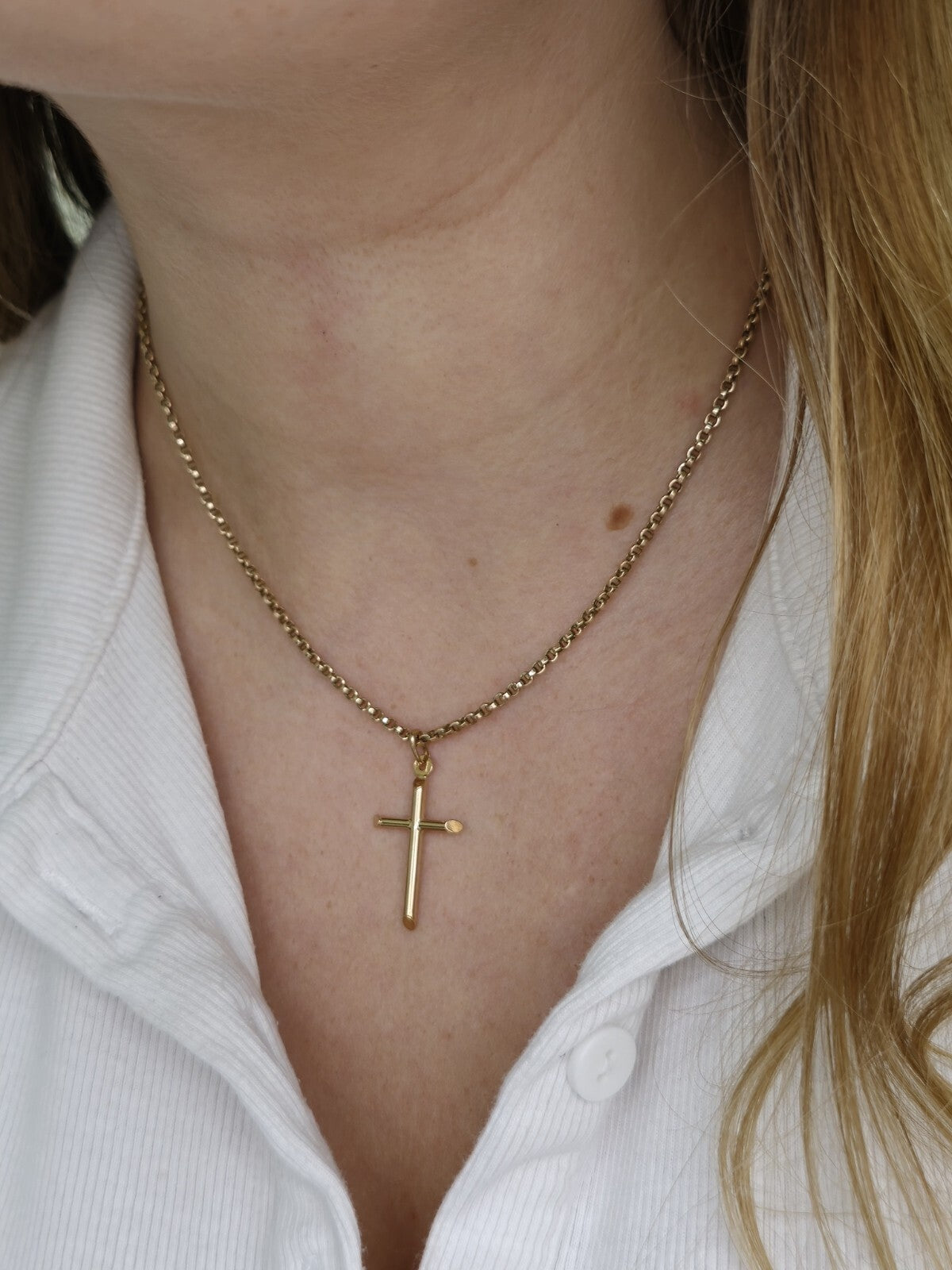 New Solid 9ct Yellow Gold Plain Cross Simple Pendant 30mm x 55mm Hallmarked