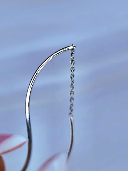 New 9ct White Gold Twist Drop Earrings DOUBLE Squiggle Pull Through Wavy Moving