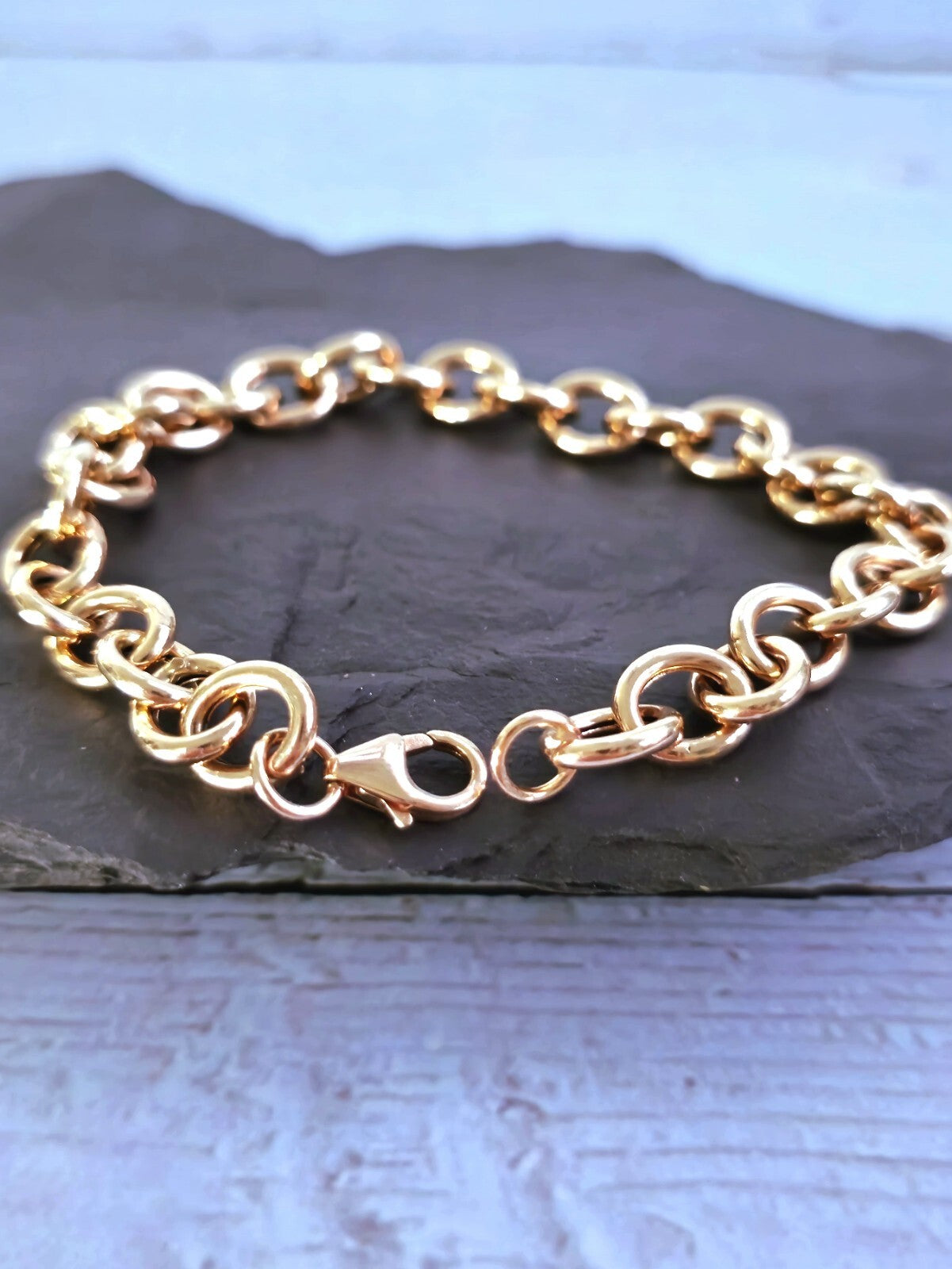 New 9ct Rose Gold Round Link Chain BRACELET Cable Link Fashion Bracelet