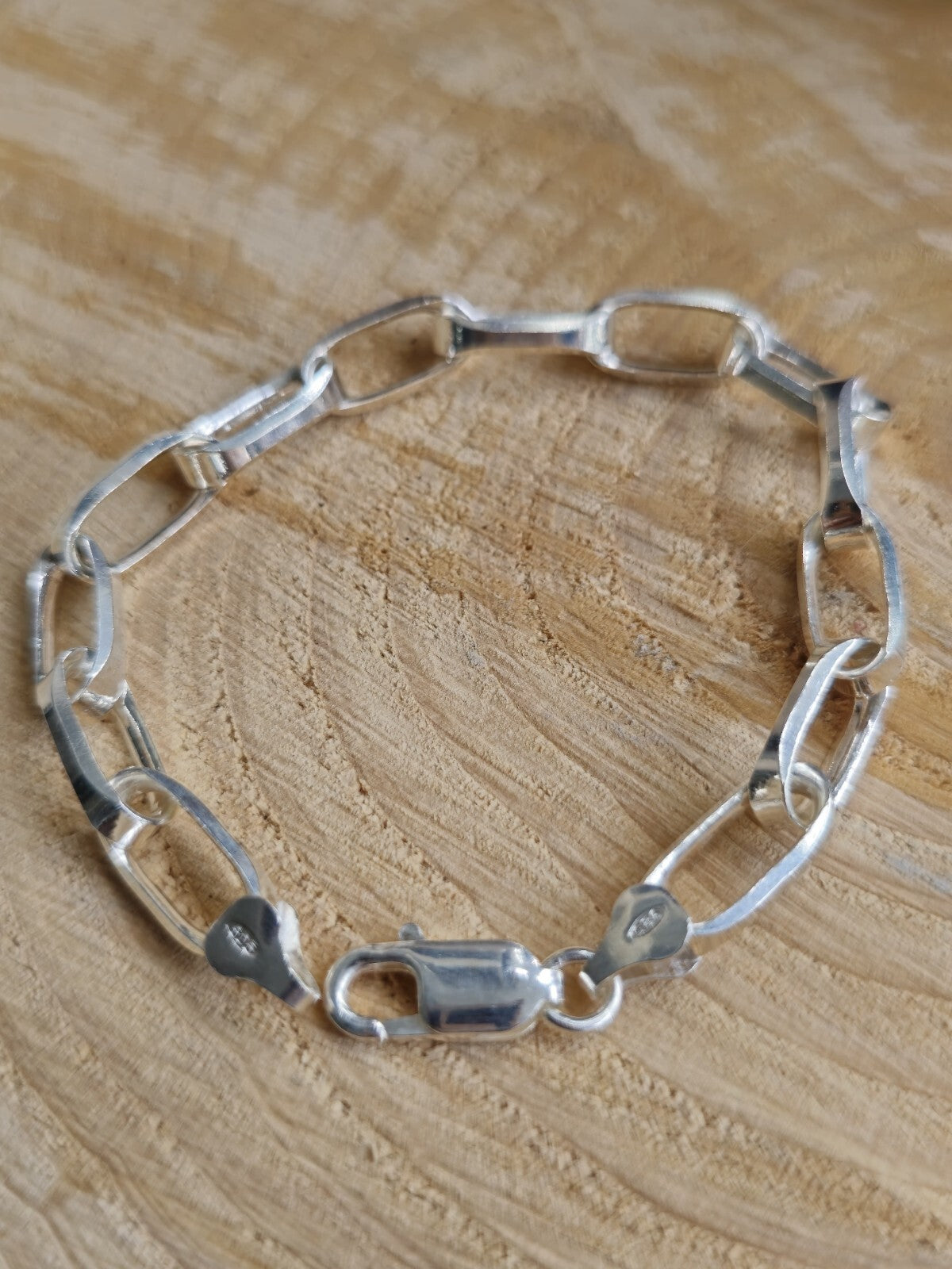 925 Sterling Silver Chunky Paper Clip Chain Bracelet 7mm 18g 8inch