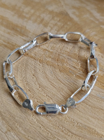 925 Sterling Silver Chunky Paper Clip Chain Bracelet 7mm 18g 8inch