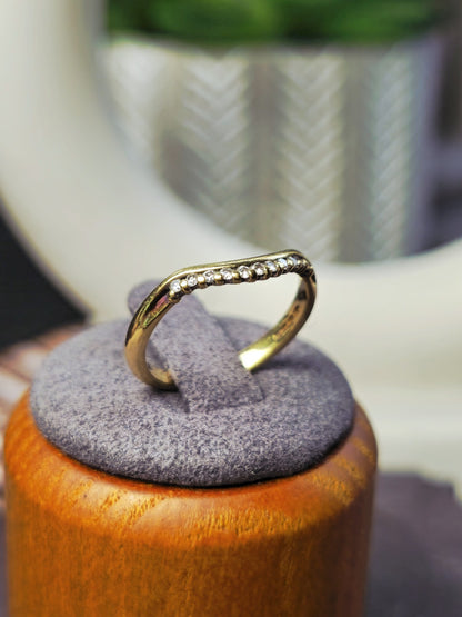 Solid 18ct Yellow Gold Wedding Band Half Eternity Ring size 'L' DIA: 0.18ct