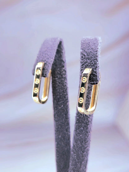 New 9ct Solid Yellow Gold Hoop Earrings Rectangular Hoops 20mm Small Screws