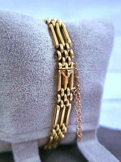 Vintage 15ct Rose/Pink Gold Gate Mesh Bracelet Link 20.8cm 13g Unisex 7.5mm Wide