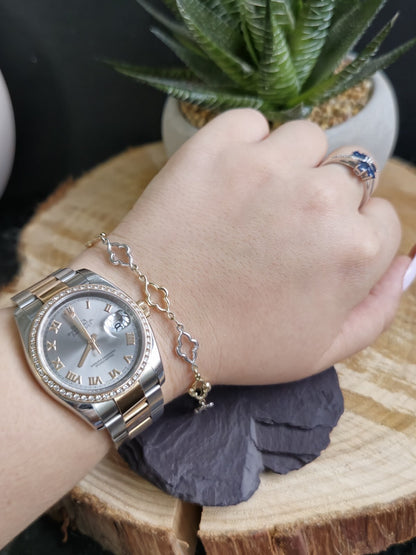 New Solid 9ct Yellow/WhiteGold Chain BRACELET 7.5inch Hallmarked 375 Lovely