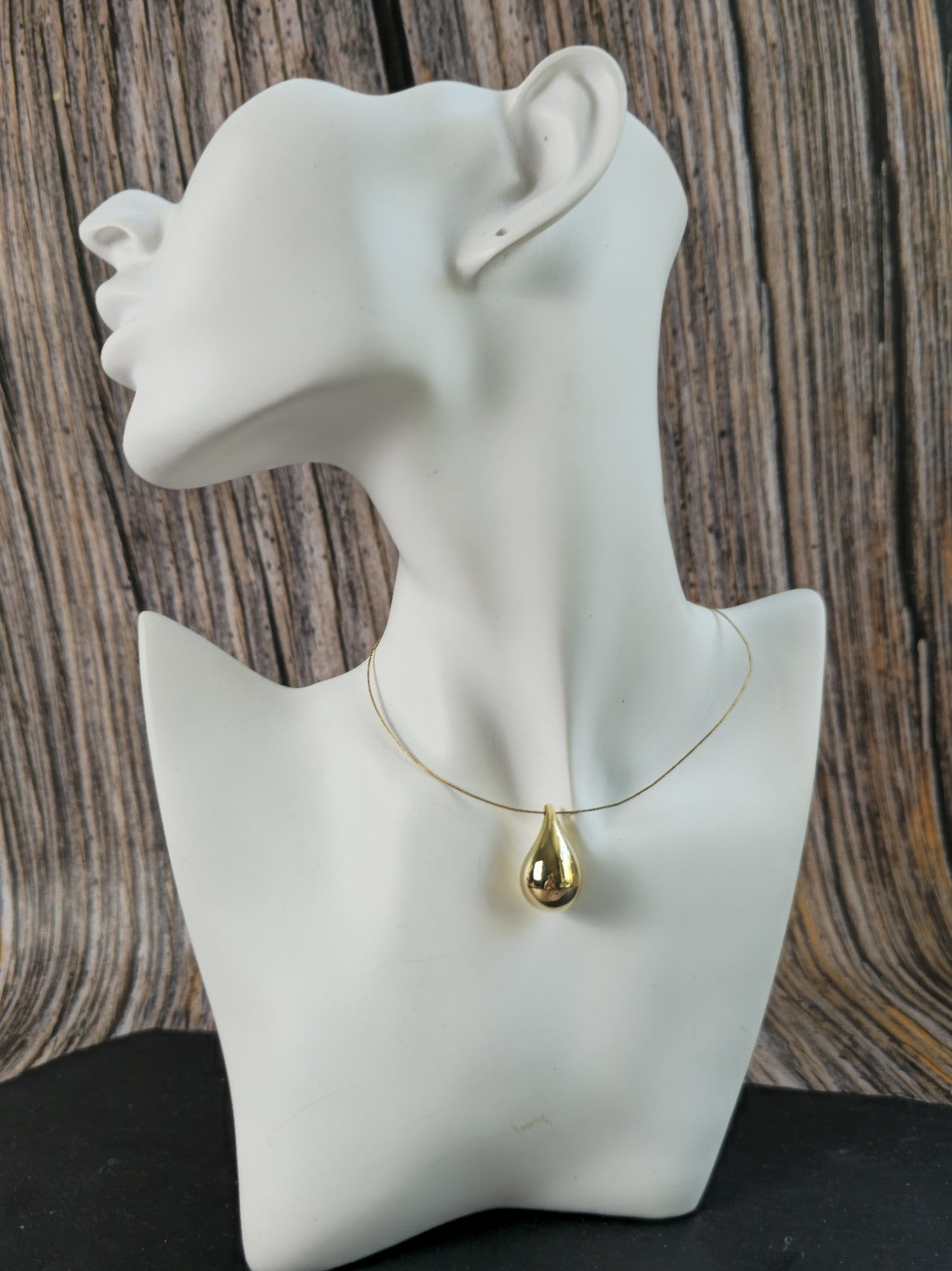 New 9k Yellow Gold Pendant Bottega Fashion Popped Teardrop with Hole Pear Shape