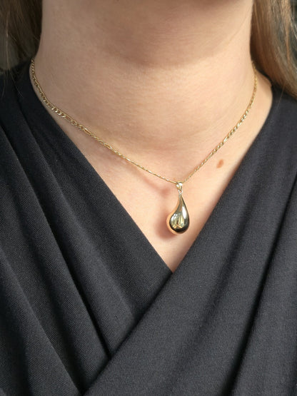 New 9k Yellow Gold Pendant Bottega Fashion Popped Teardrop with Loop Pear Shape