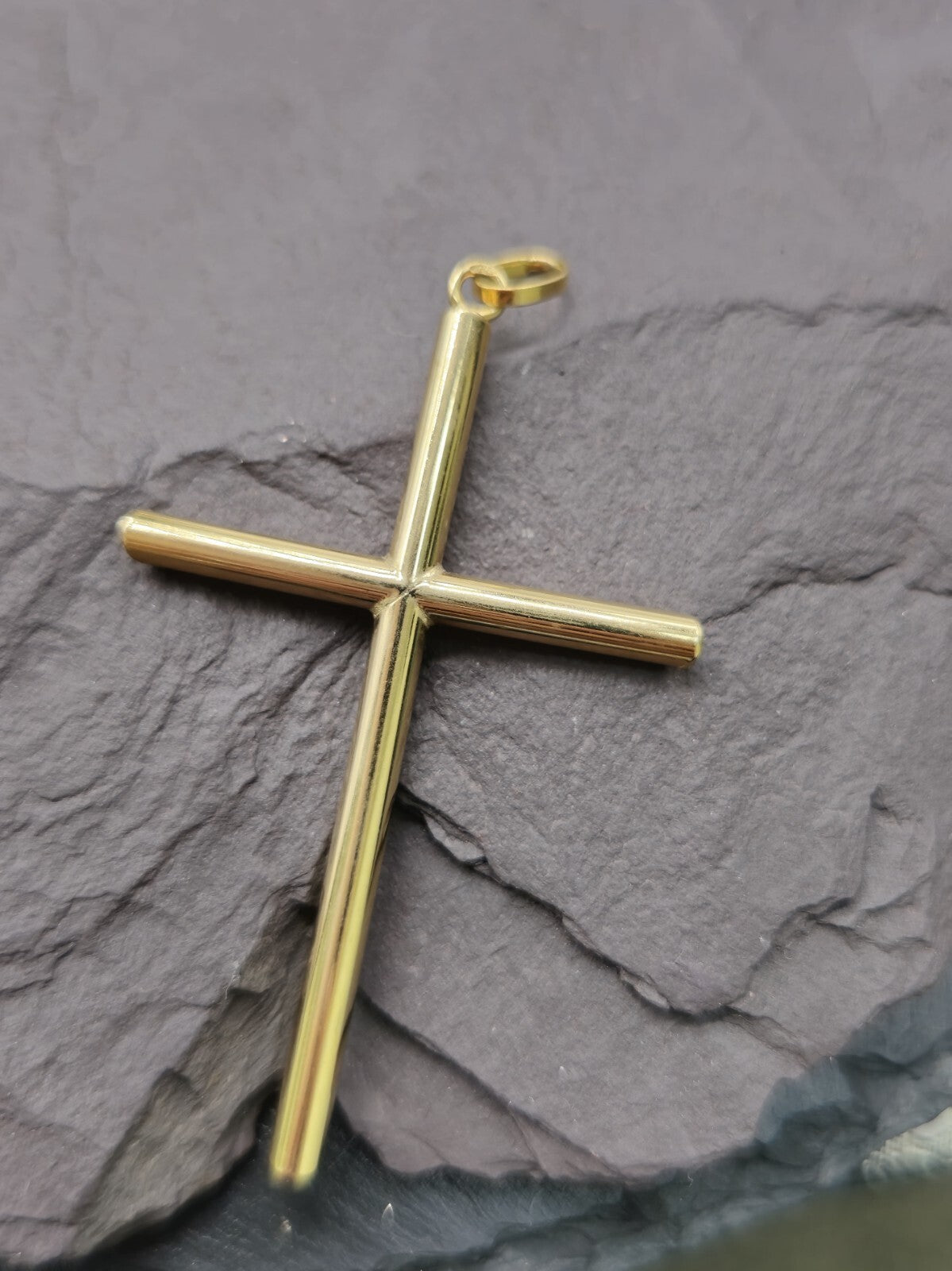 New Solid 9ct Yellow Gold Plain Cross Simple Pendant 55mm x 30mm Hallmarked