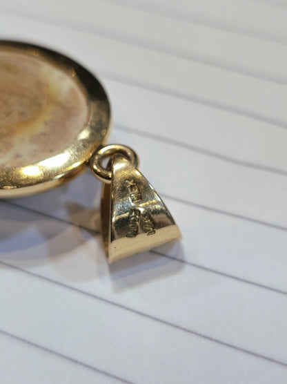 14ct Solid Yellow Gold Big Australian Opal Pendant Oval Shape Hallmarked 31mm