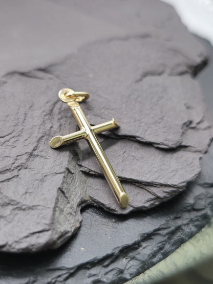 New Solid 9ct Yellow Gold Plain Cross Simple Pendant 30mm x 55mm Hallmarked