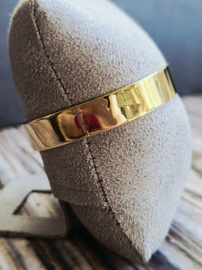 9ct Yellow Gold Chunky Flat Square Plain Bangle Stacking BRACELET 10mm Wide