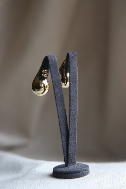 New 9k Yellow Gold Trendy Big Thick Waterdrop Tear Drop Earrings Bottegac 25mm