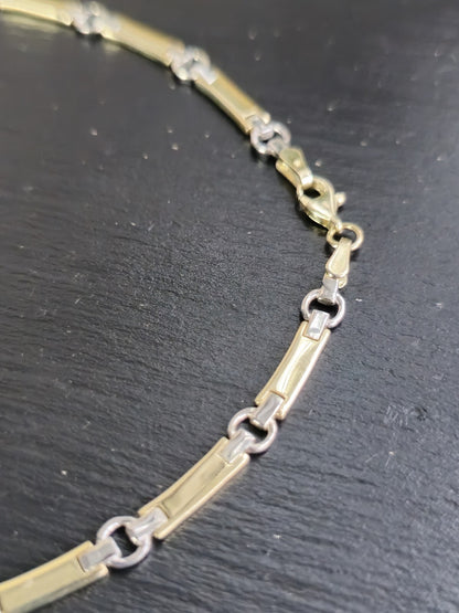 New Solid Fancy 9ct Yellow/White Gold Necklace Collar Chocker Circles/Bars 20g
