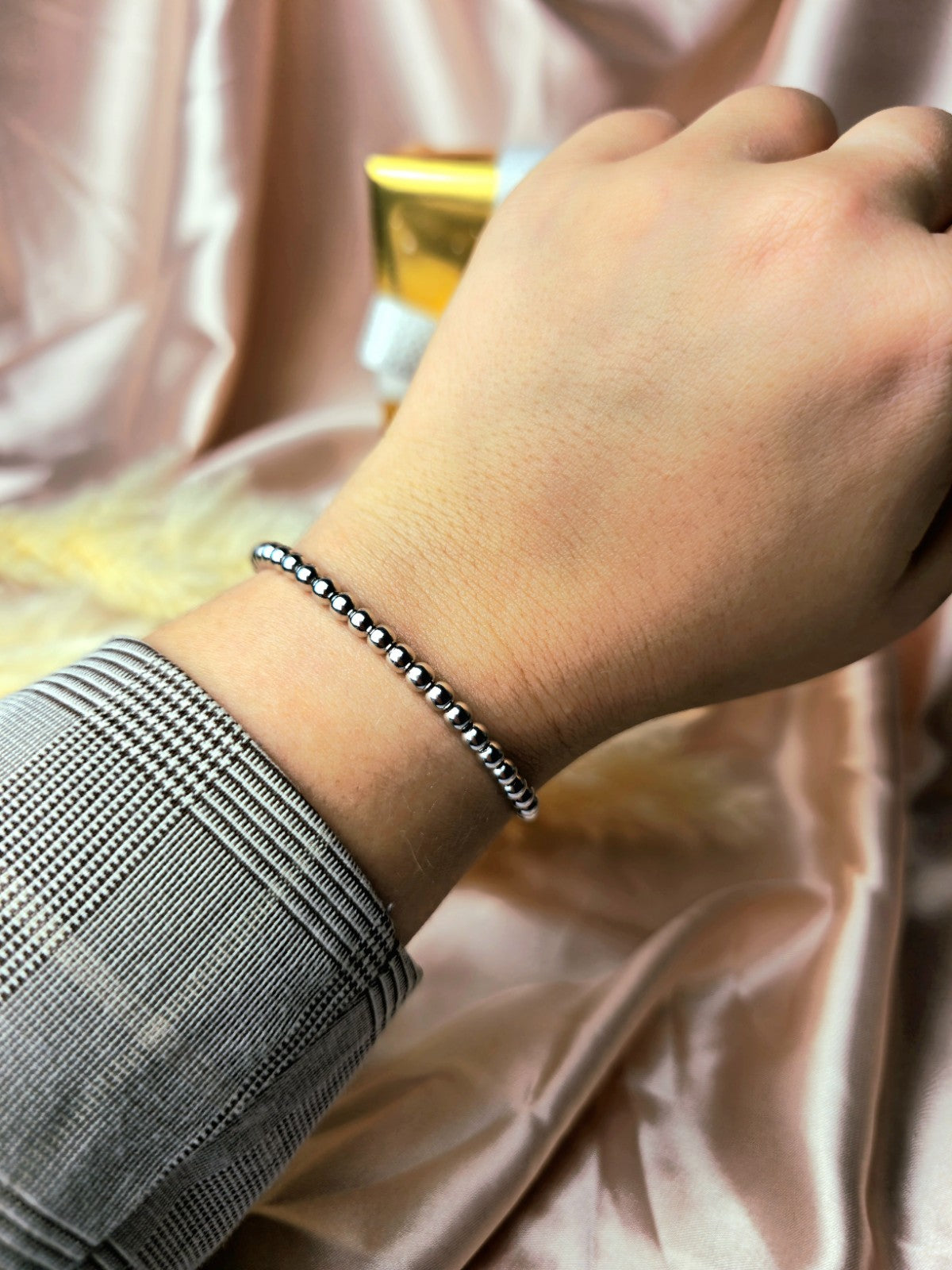 New Sterling Silver 925 Bracelet Ball Beaded Expandable Balls 4mm hallmarked