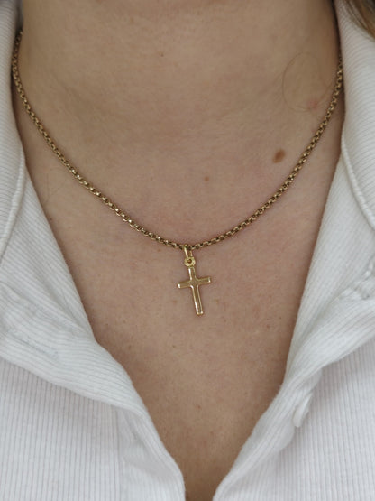 New Solid 9ct Yellow Gold Plain Cross Simple Pendant 25mm x 12mm Hallmarked