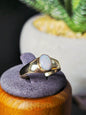 Cute Solid 9ct Yellow Oval Cabochon Opal Ring Bezel Set size M Pinky Signet Ring