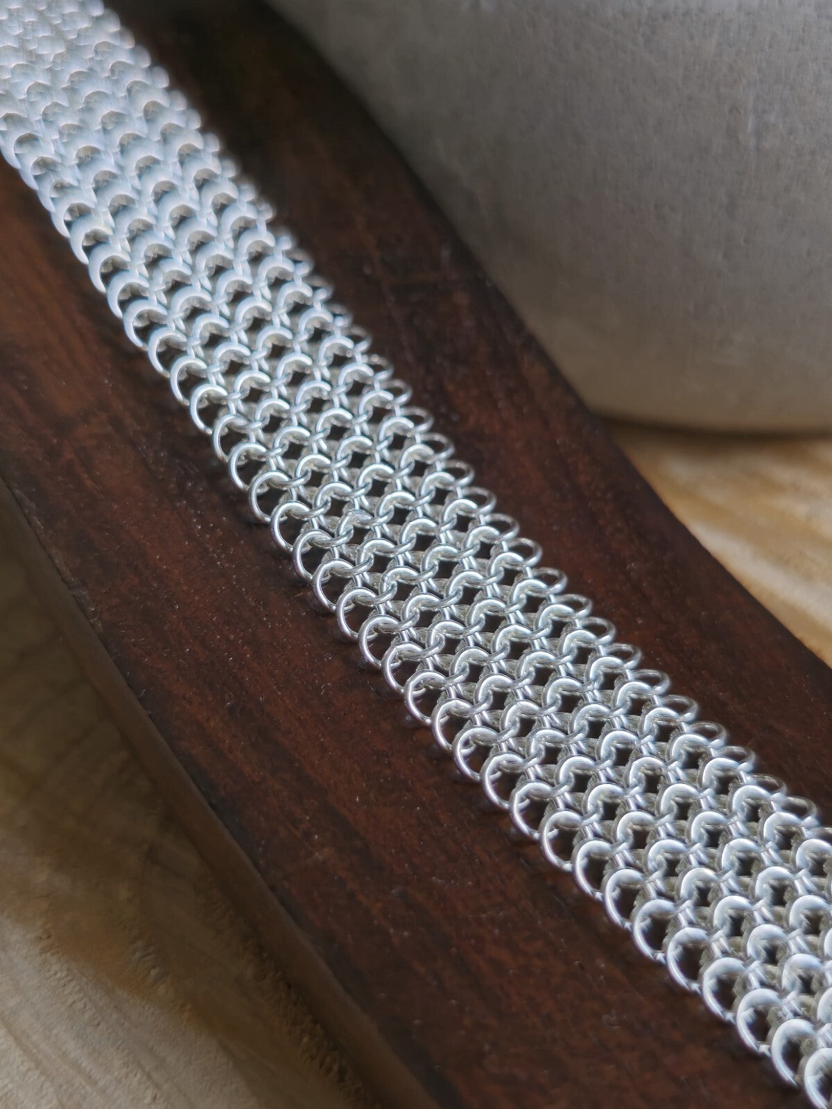 Lovely New 925 Sterling Silver Wide Mesh Cuff Bracelet 19mm 25grams 7.5inch