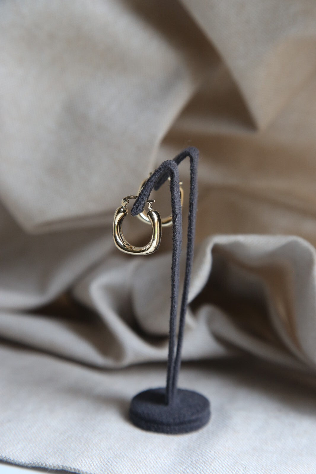 Cute New 9ct Yellow Gold Hoop Square Thick Hoops Earrings Flat 20mm long 375