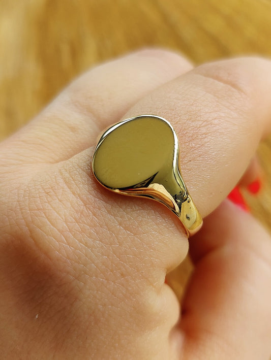New Solid 9ct Yellow Gold Signet Ring size: U+ Hallmarked 5grams Oval Shape 