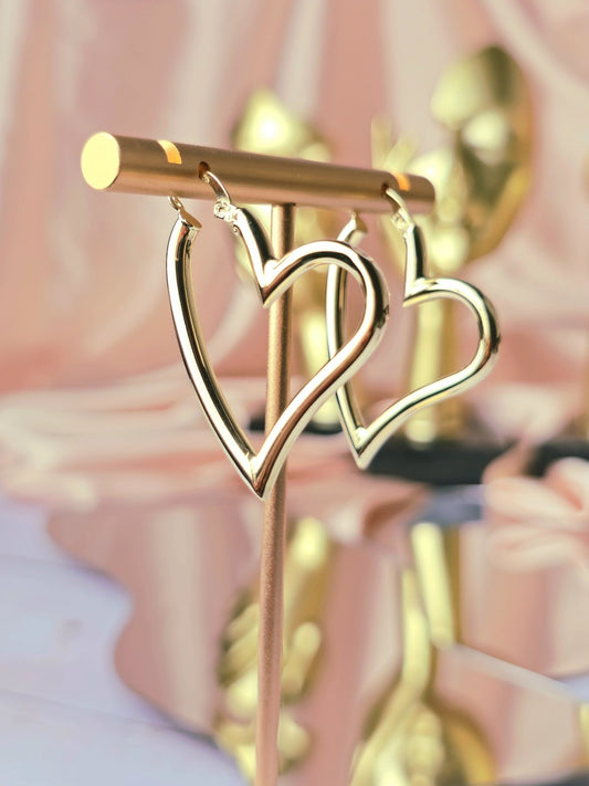 NEW Solid 9ct Yellow Gold Heart Shape Hoop Earrings Hoops Hallmarked