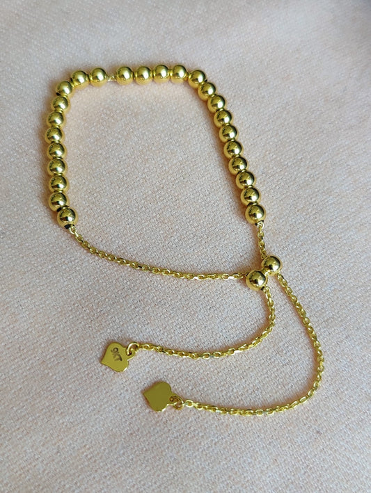 New Solid 9ct Yellow Gold Bracelet Ball Beaded Expandable Balls 4mm 4.9g