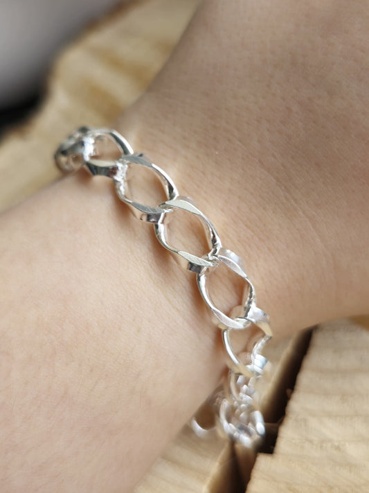 925 Sterling Silver Chunky Heavy Chain LINK CURB Bracelet 22 grams 10mm 7,5inch