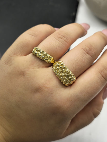 New Solid 9ct Yellow Gold Men's Signet Keeper Ring size: S+ Hallmarked Four Row