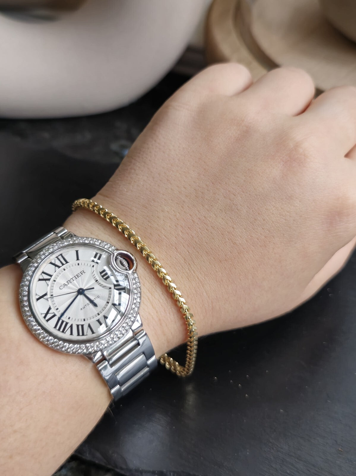 Solid 9ct Yellow Gold Franco Bracelet Cube 3D Thick Chain 9grams hallmarked