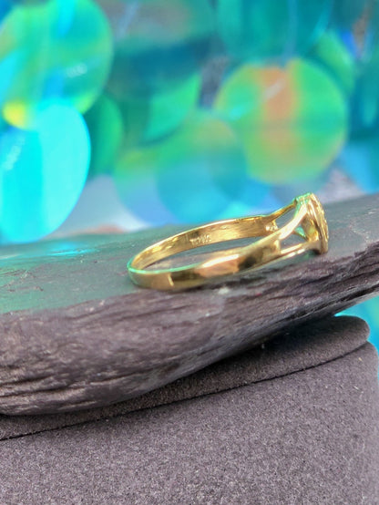 9ct Yellow Gold Heart shape Ring With Diamonds Size N Hallmarked See Through