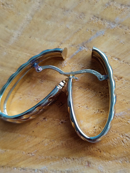 New 9ct Yellow/Rose/White Gold Solid Drop Earrings Split End 3g Hallmarked