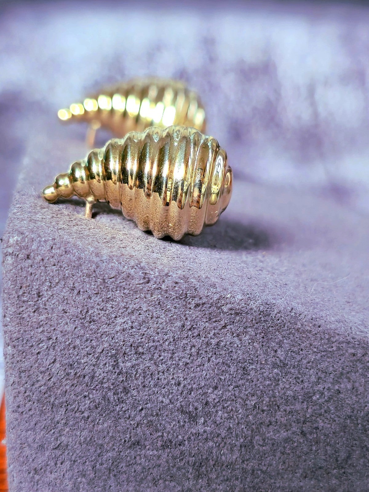 New 9k Yellow Gold Fashion Waterdrop Stud Drop Earrings Pattern Bottega Chunky