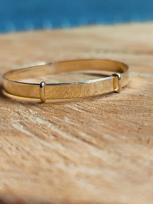 New 9k Yellow Gold BANGLE Kids Baby Expandable BRACELET Small Infant 40-60mm