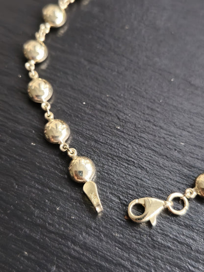 New Solid 9ct Yellow Circles Flat Beads Gold Chain BRACELET 7.5inch Hallmarked
