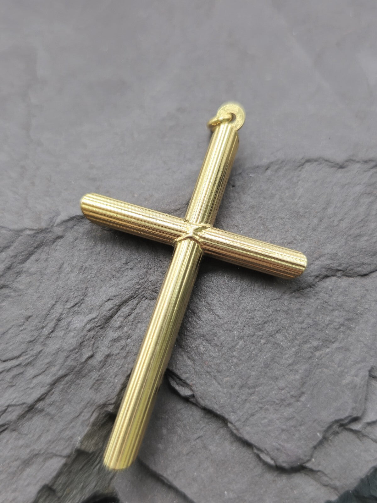 New Solid 9ct Yellow Gold Plain Cross Simple Pendant 50mm x 30 mm Hallmarked