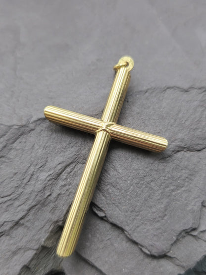 New Solid 9ct Yellow Gold Plain Cross Simple Pendant 50mm x 30 mm Hallmarked