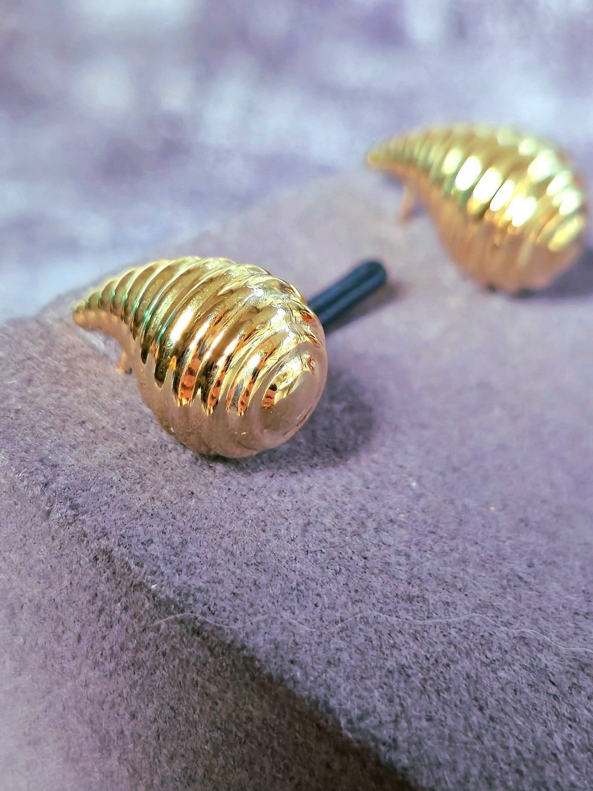 New 9k Yellow Gold Fashion Waterdrop Stud Drop Earrings Pattern Bottega Chunky