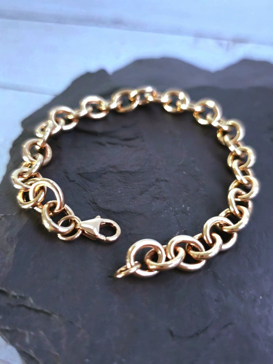 New 9ct Rose Gold Round Link Chain BRACELET Cable Link Fashion Bracelet