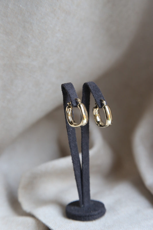 Cute New 9ct Yellow Gold Hoop Square Thick Hoops Earrings Flat 20mm long 375