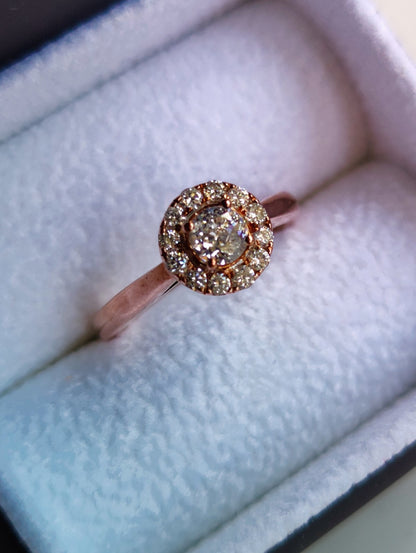 Certified 18ct Rose Gold 0.5ct Diamond Cluster Engagement Ring Flower Size J