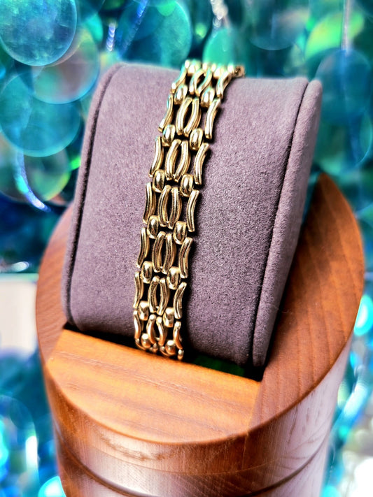 Solid 9ct Yellow Gold Gate Mesh Bracelet Heavy Chunky 20grams Unisex 12mm Wide