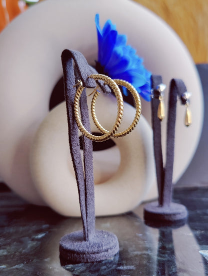 NEW 9ct Solid Yellow Gold Hoop Earrings Creole 30mm Hoops