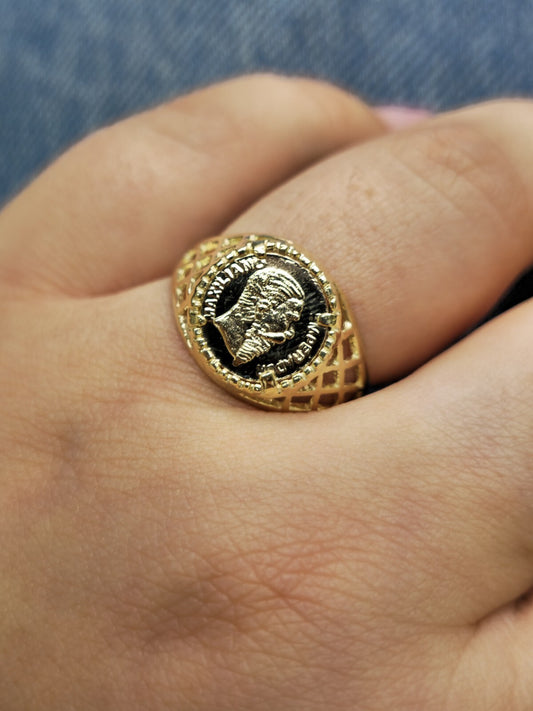 New 9ct Yellow Gold Signet Small Coin-Looking Like Ring size R Pinky Finger 12m