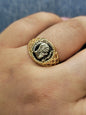 New 9ct Yellow Gold Signet Small Coin-Looking Like Ring size R Pinky Finger 12m