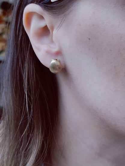 NEW 9ct Solid Yellow Shell Stud Earrings Holiday Summer Jewellery 1.7grams