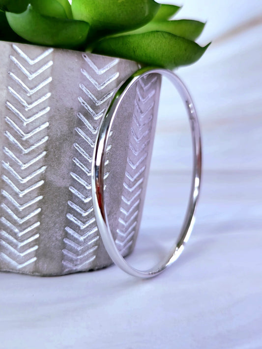 New 9ct White Gold Round Bangle Stacking 375 BRACELET Lovely 4mm 70mm diameter