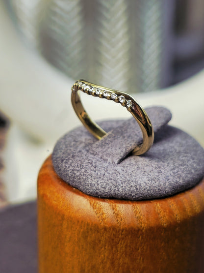 Solid 18ct Yellow Gold Wedding Band Half Eternity Ring size 'L' DIA: 0.18ct