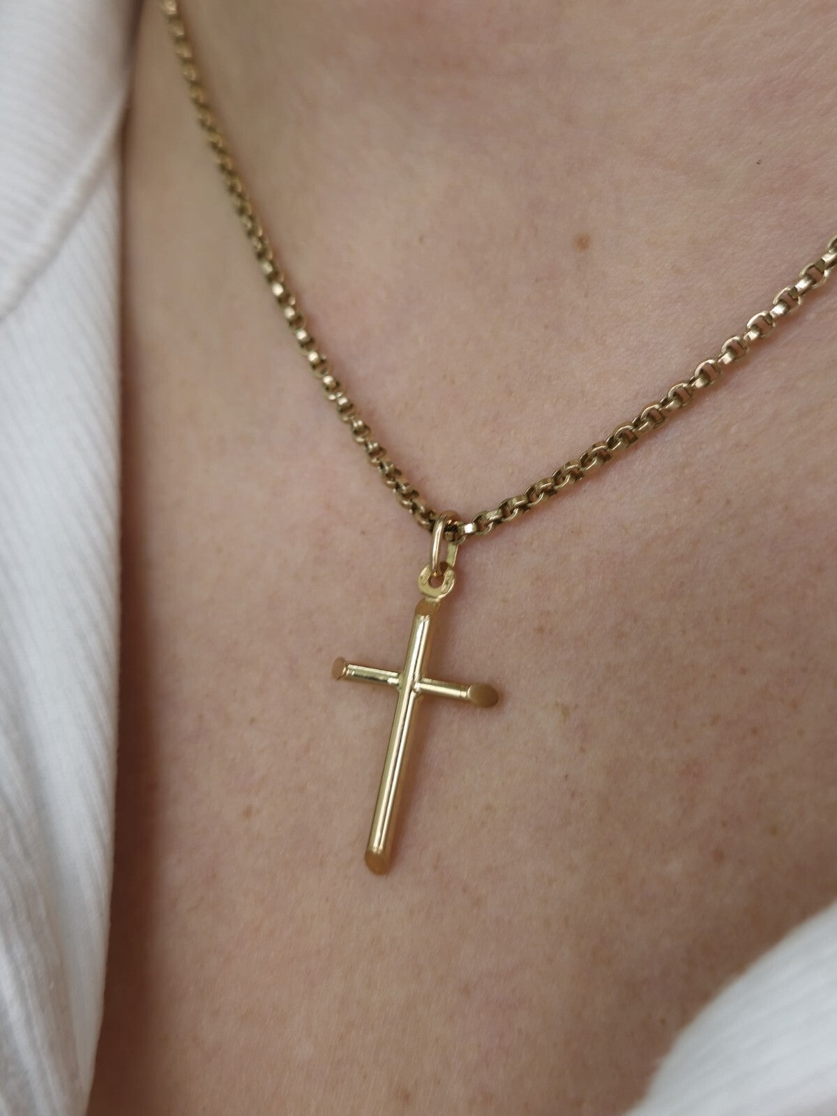 New Solid 9ct Yellow Gold Plain Cross Simple Pendant 30mm x 55mm Hallmarked